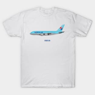 Illustration of Korean Air Airbus A380 T-Shirt